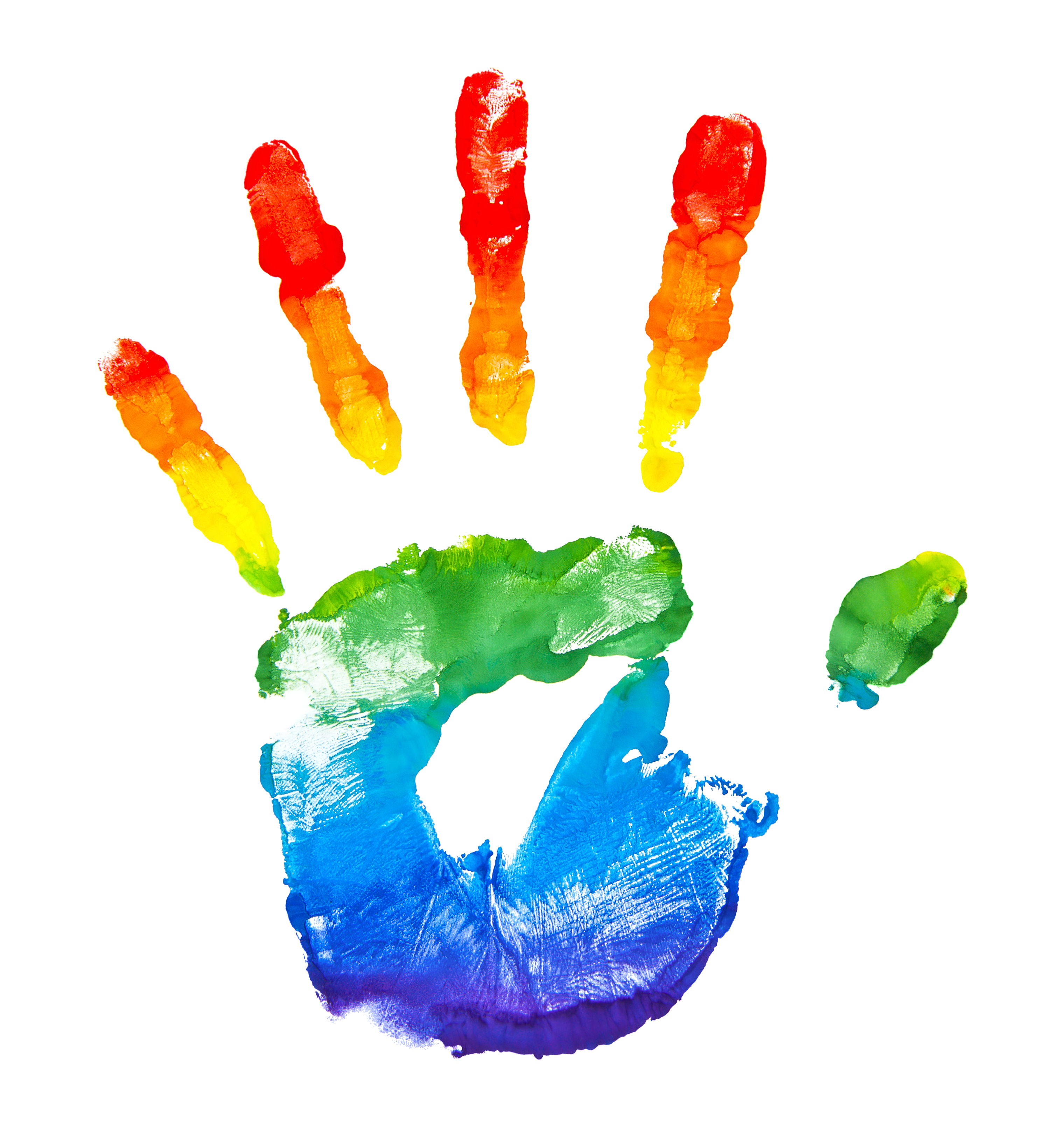 Rainbow Painted Hand Shape