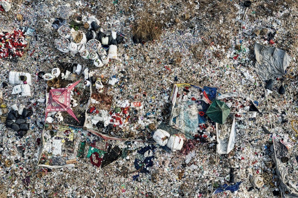 aerial footage of a landfill