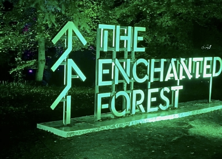The Enchanted Forest light sign at entrance