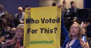 greenpeace protest at conservative party conference